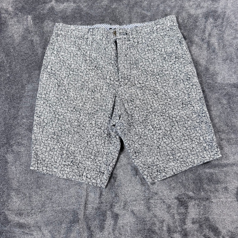 Banana Republic Aiden Slim Fit Shorts Mens 29 Navy White Geometric Hatch Print